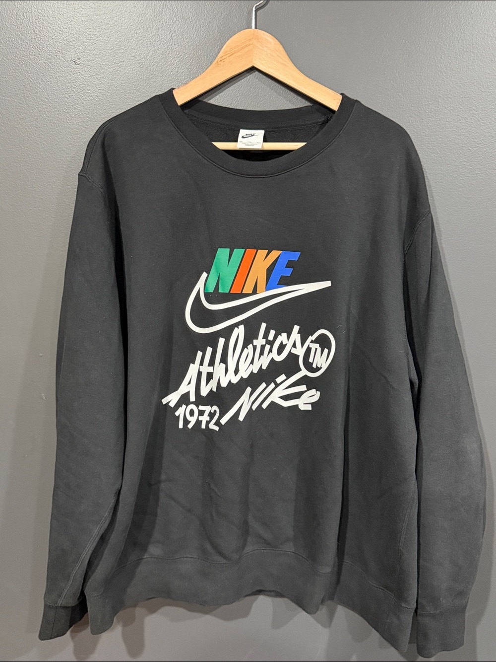 Nike Black Crewneck Sweatshirt with Multicolor Nike Logo